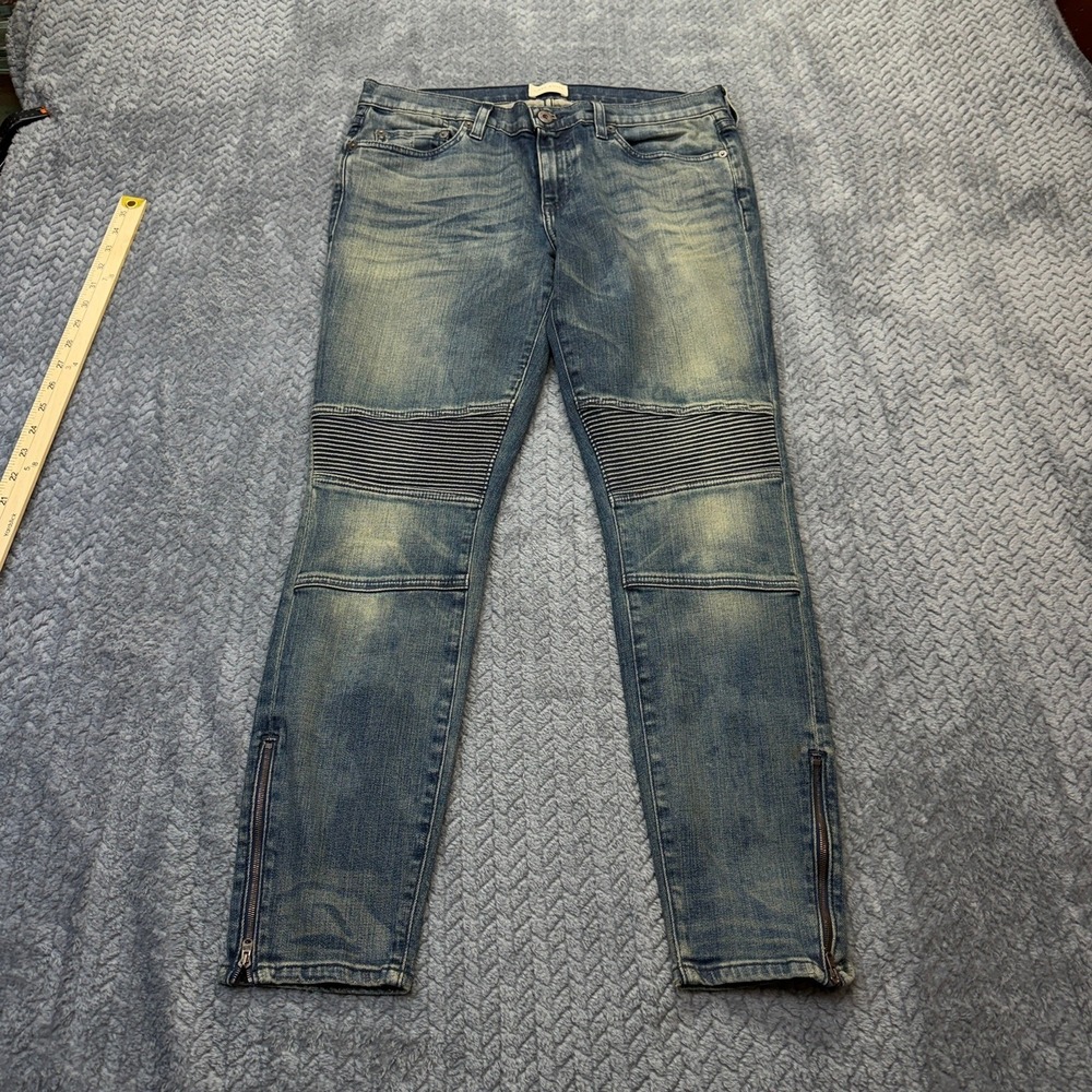 Simon Miller Jeans Mens 32x28 Blue Ryder Motorcycle Moto Ankle Zip USA